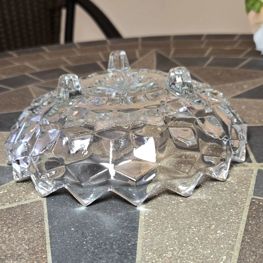 Clear Glass Cubist Tri-Footed Bowl